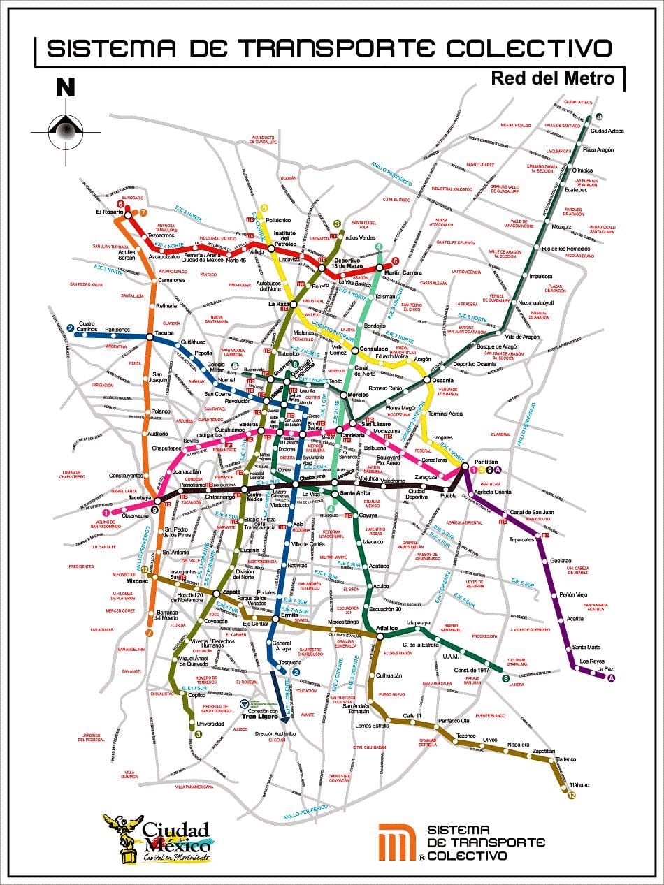 kat jeyografik nan Mexico City transpò piblik